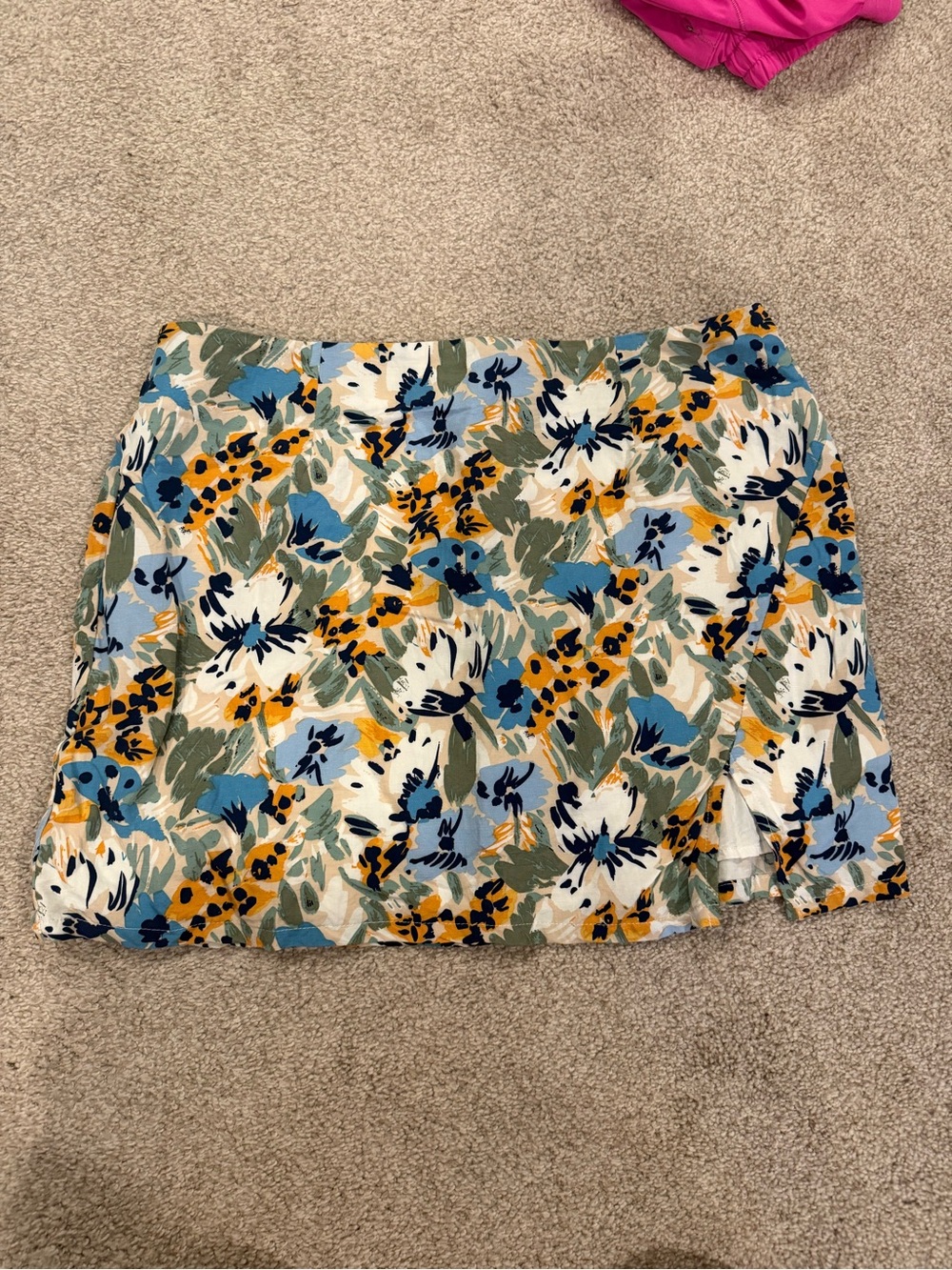 Lulu's Floral Mini Skirt in Blue, Yellow, Green & White